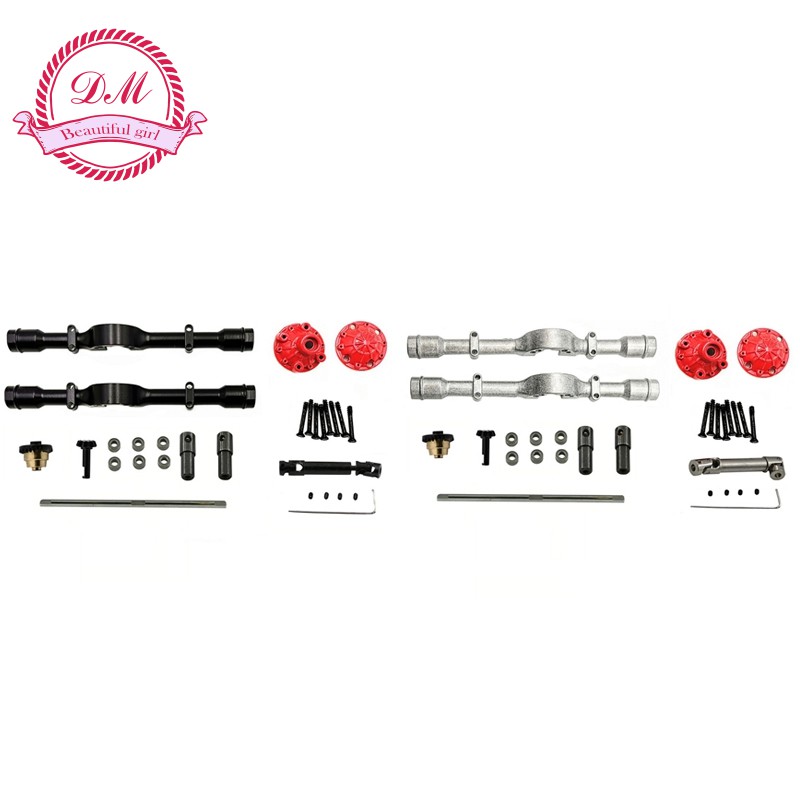 for WPL D12 Rear Metal Shaft Shell Differential Gear with Driving Shaft DIY Upgrade Accessories RC Car Toy el,Black