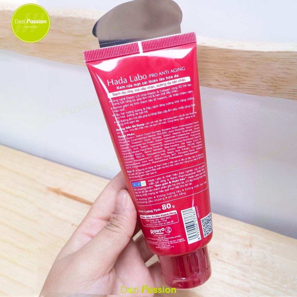 Sữa Rửa Mặt Hada Labo Màu Đỏ Chuyên Biệt Chống Lão Hóa, Dưỡng Da - Hada Labo Pro Anti Aging α Lifting Cleanser 80g