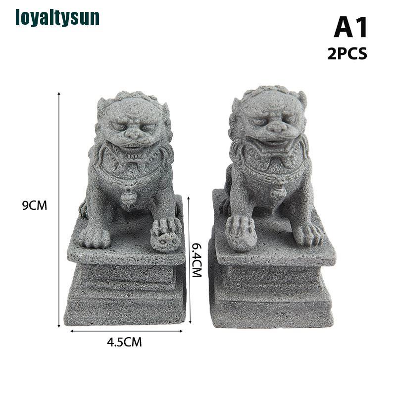 Bộ 2 Tượng Sư Tử mini Bằng Đá Dùng Trang Trí Phong Thủy