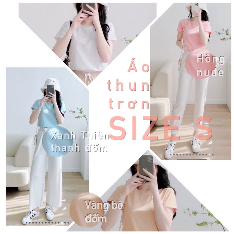 Áo thun trơn trắng, hồng nude, Xanh thiên thanh đốm, vàng bò đốm chính hãng AGE2X Hàng VNXK