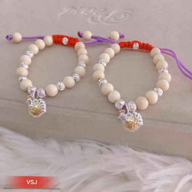 Vòng dâu mix bạc + gà bạc