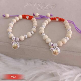 Vòng dâu mix bạc + gà bạc