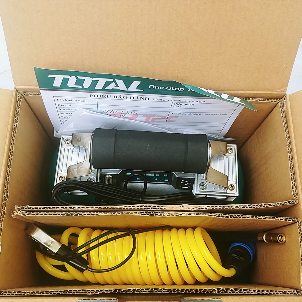 Máy bơm lốp bơm hơi 12V Total TTAC2506T có đồng hồ - dụng cụ sửa chữa mô tô xe hơi xe máy ô tô