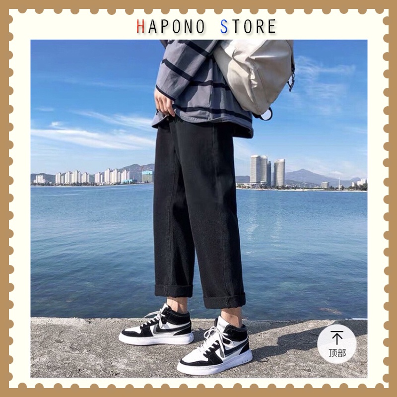 Quần jean bò baggy nam nữ ống suông rộng Unisex hàng Quảng Châu phong cách Hàn Quốc sành điệu style 2021 - HAPONO-MJ047
