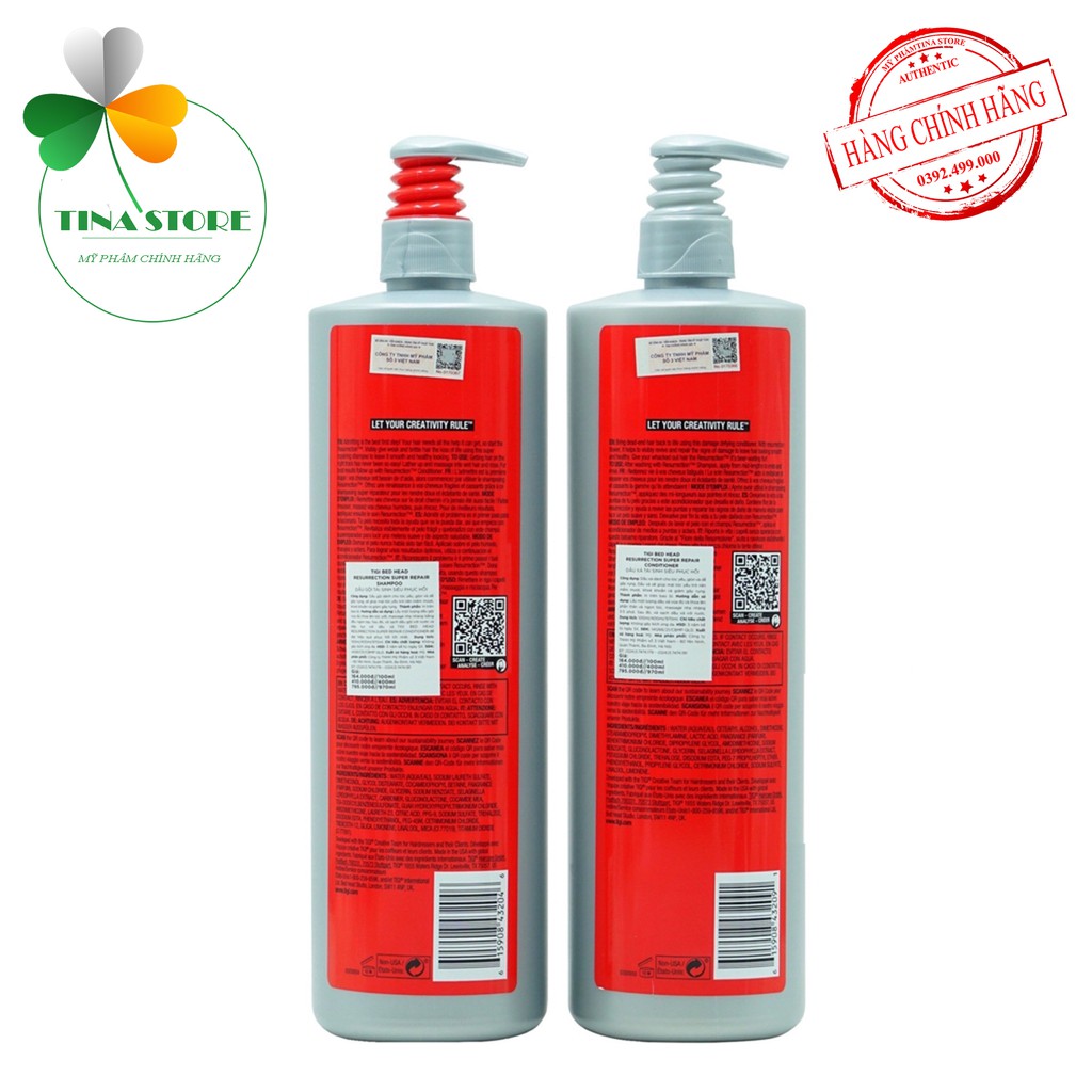 Miễn Ship🔥Cặp Dầu Gội Xả TIGI Đỏ, Xanh, Tím, Vàng 970ml, Mẫu Mới, Phục Hồi Tóc Hư Tổn, Giảm Gãy Rụng | Hàng Chính Hãng | BigBuy360 - bigbuy360.vn