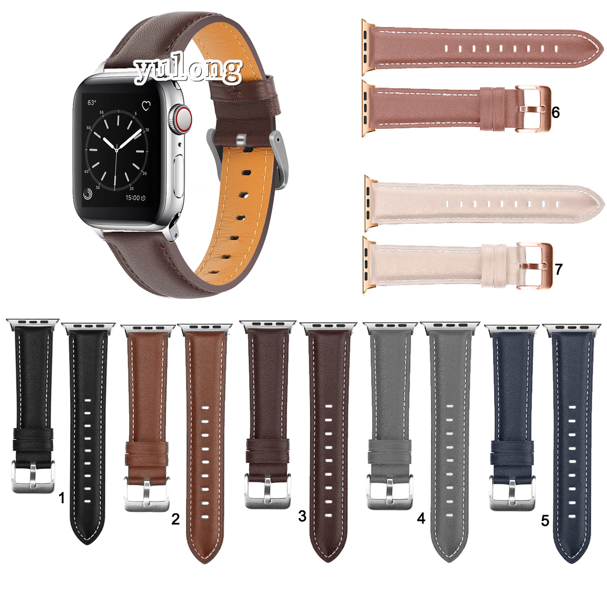 [ Mã 12FASHIONSALE1 giảm 10K đơn 50K ] Dây da cao cấp cho Apple Watch 38mm 42mm 40mm 44mm Series 7 41mm 45mm