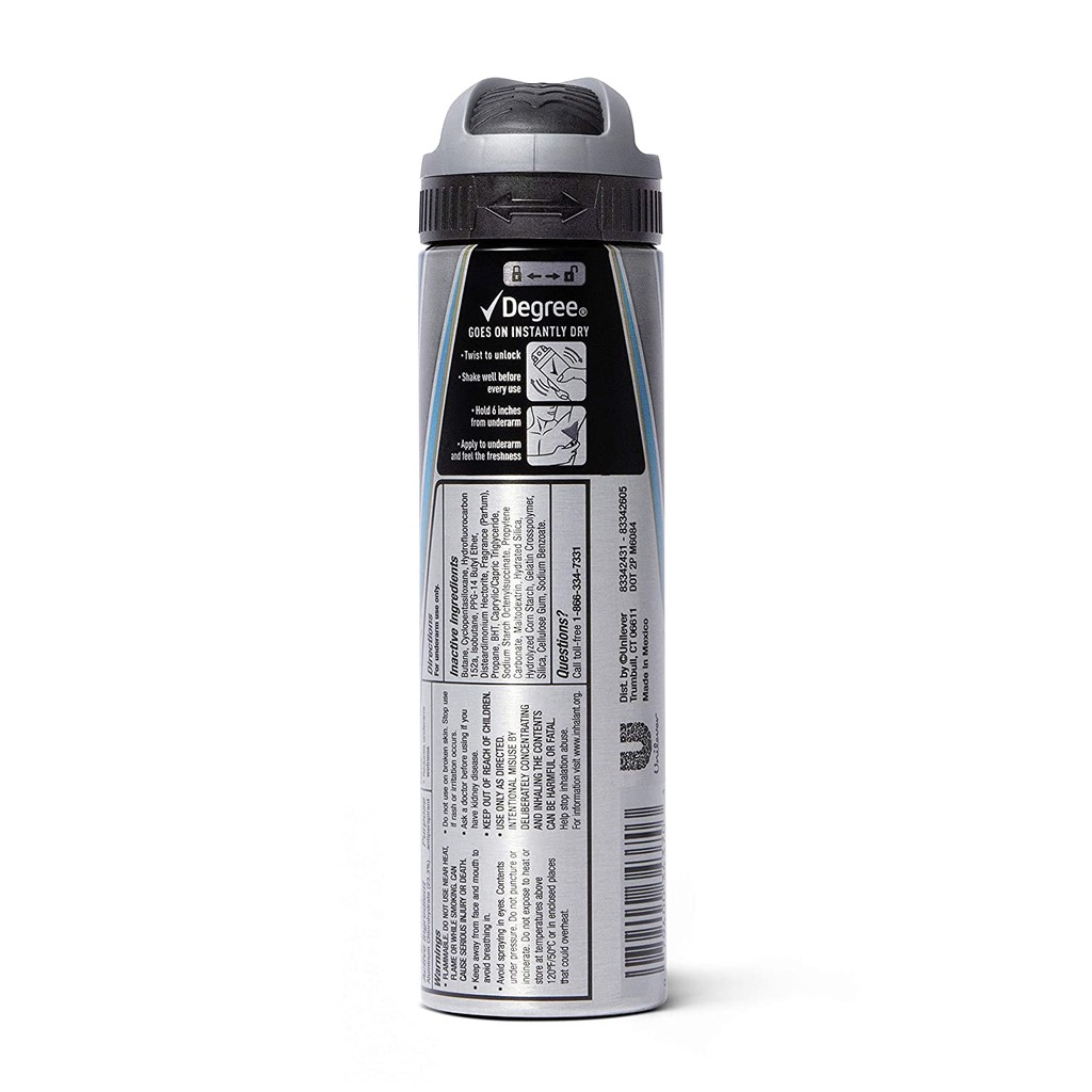 Xịt khử mùi nam Degree Men MotionSense Antiperspirant Dry Spray Cool Rush 107g (Mỹ)
