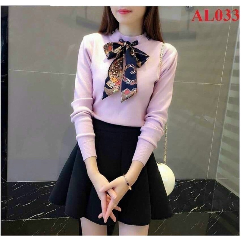 ÁO THUN GÂN ÔM CỔ PHỐI NƠ XINH ALOHASHOP91