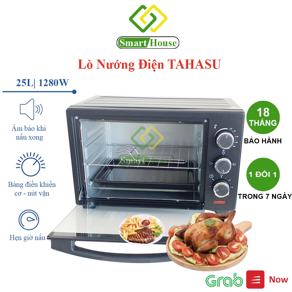 (Tặng bộ dao kéo) Lò nướng TAHASU E23 25L 1280W – Màu đen, Phù Hợp Gia Đình 2-4 Người, Điều Khiển Dễ Dàng