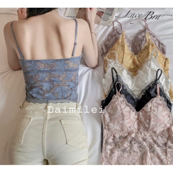 Áo Bra Ren Lưới Mềm Họa Tiết Lá Xinh Xắn Lacy Bra - AL28