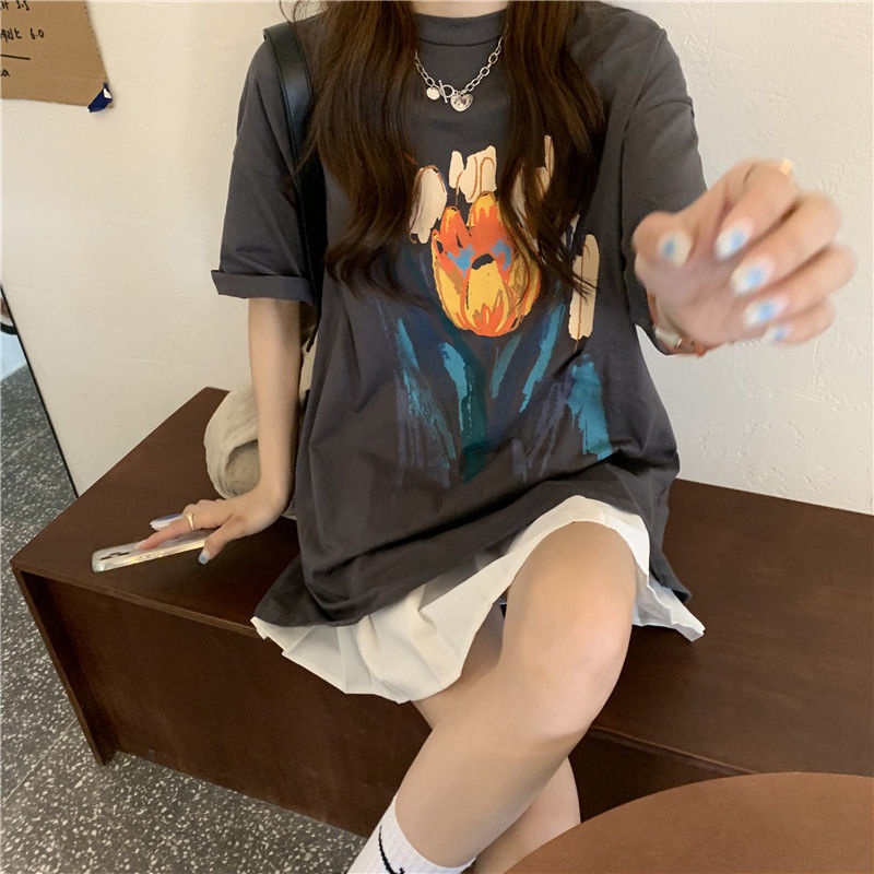 Áo Thun Dáng Rộng Phong Cách retro Thời Trang Mùa Hè Cho Nữ ZIZE37-87kg