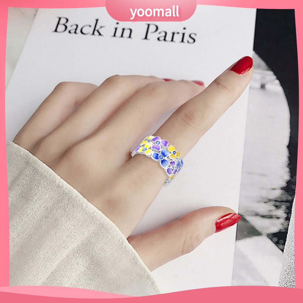 Yomall♡ Nhẫn MặT HìNh Hoa ĐíNh Kim Cương Giả ThờI Trang Cho Nữ