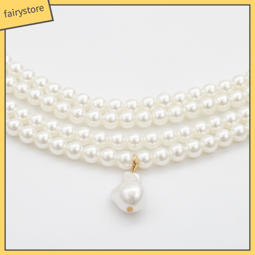 Vòng cổ choker nhiều lớp gắn ngọc trai giả thanh lịch cho nữ