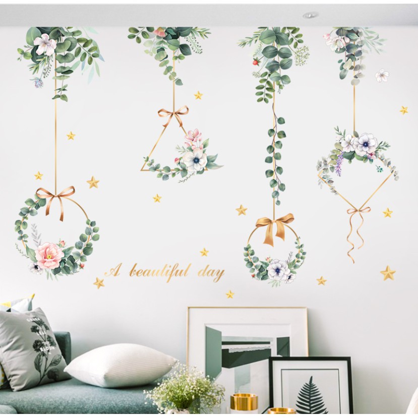 Decal trang trí tường - Dây Hoa vòng cổ điển