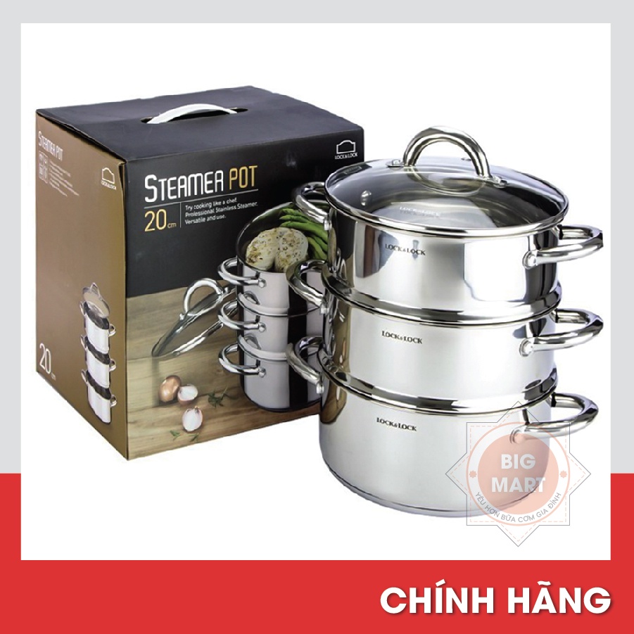 Bộ nồi xủng hấp 3 tầng inox 304 LLH1182 18cm