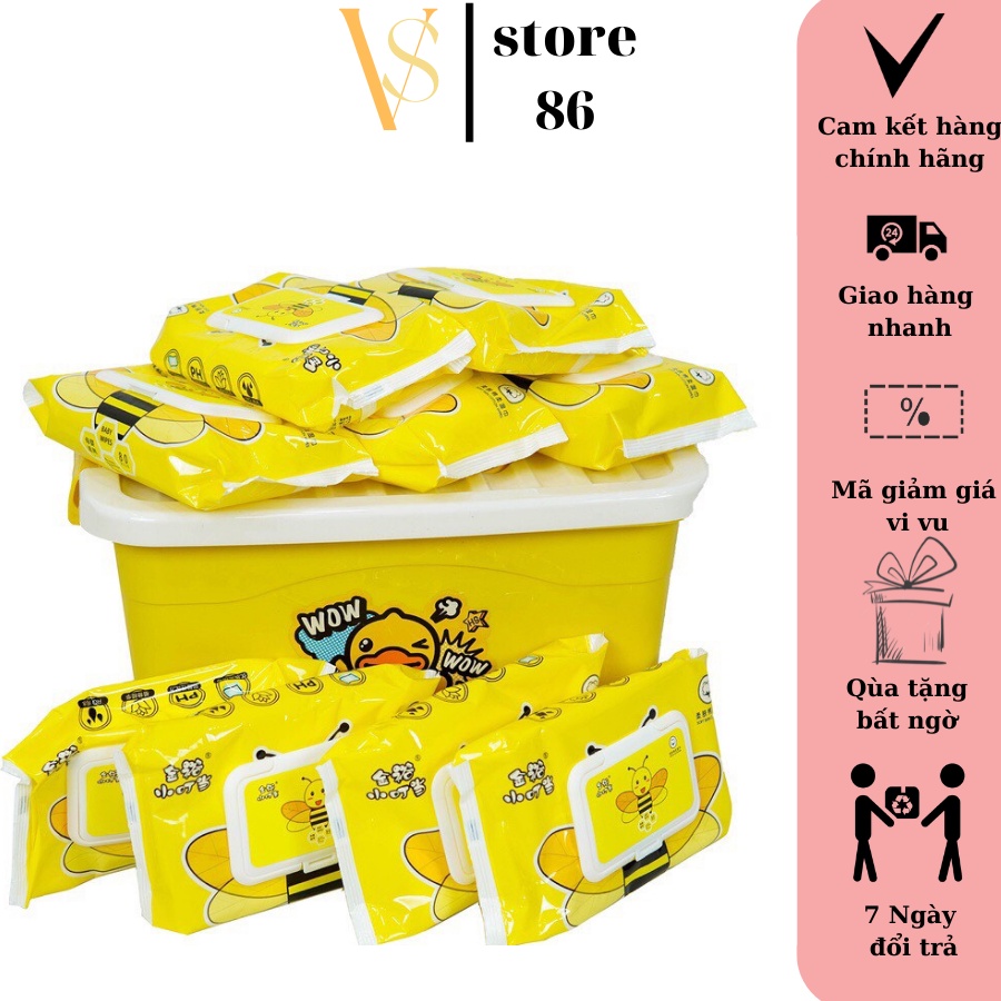 Khăn giấy ướt lau mặt mùi an toàn cho sức khoẻ-Giấy ướt con vịt vàng VS STORE