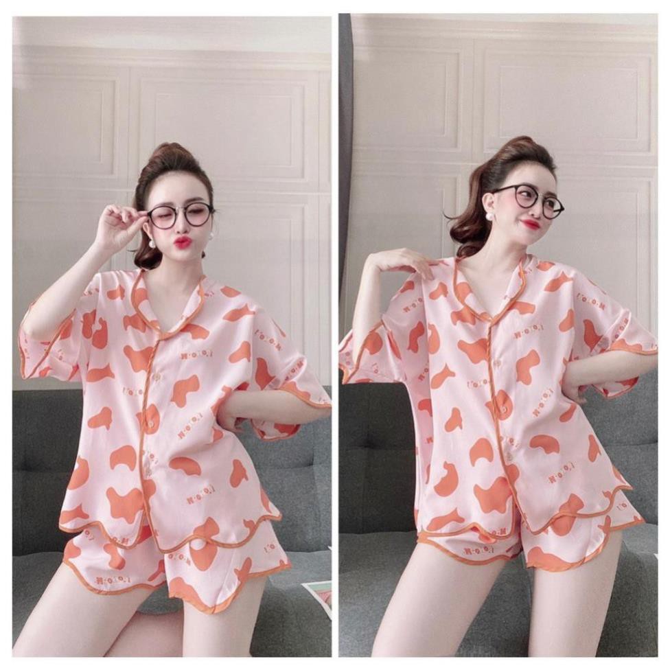 Pijama nữ kiểu đồ mặc nhà tay ngắn chất lụa mát, ít nhăn, phom dáng rộng rãi, phom dưới 65kg- tùy chiều cao