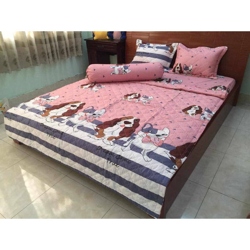 Ga trải giường 2mx2m2 cotton poly hàn mềm,chọn mẫu,chó hồng