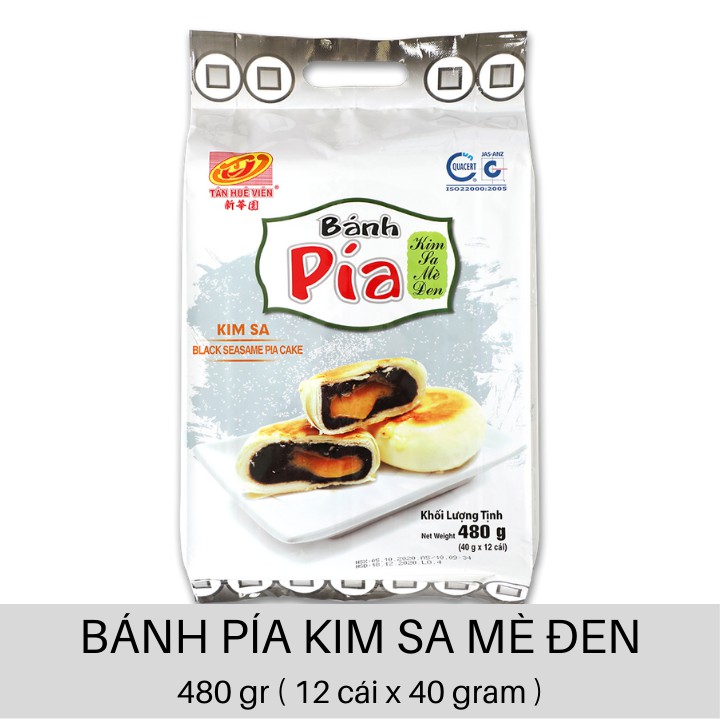 Bánh pía kim sa mè đen 480gr ( 12 cái x 40 gr ) - Tân Huê Viên