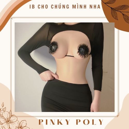 Set Cosplay Cô Thư Kí Hở Ngực Quyến Rũ kèm miếng dán ngực cùng màu, set cosplay sexy PinkyPoly CP19 | BigBuy360 - bigbuy360.vn