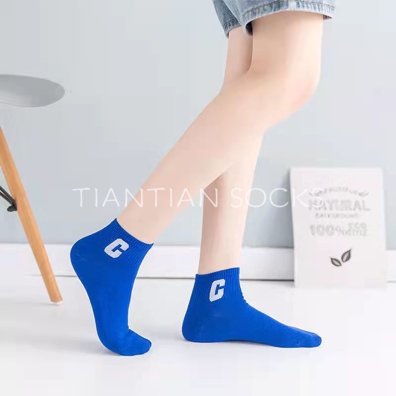 TIAN TIAN T164 Vớ nữ ngắn cổ Thể Thao cotton Cổ Thấp Màu Xanh Dương Thời Trang Xuân Hè Cho Nữ