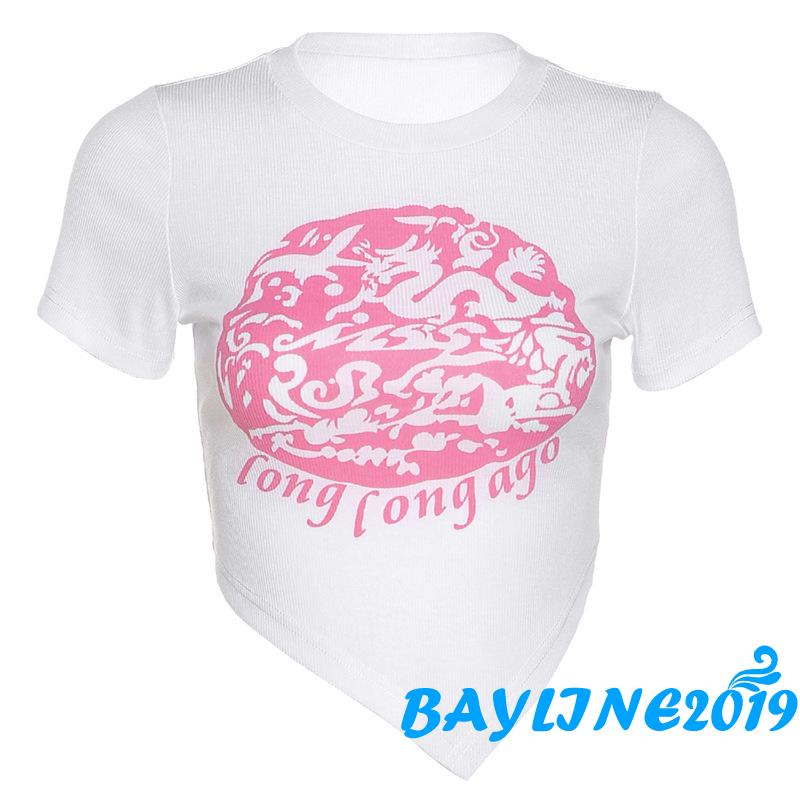 Áo Thun Lửng Tay Ngắn Cổ Tròn In Họa Tiết Đồ Họa Cổ Điển Dành Cho Nữ