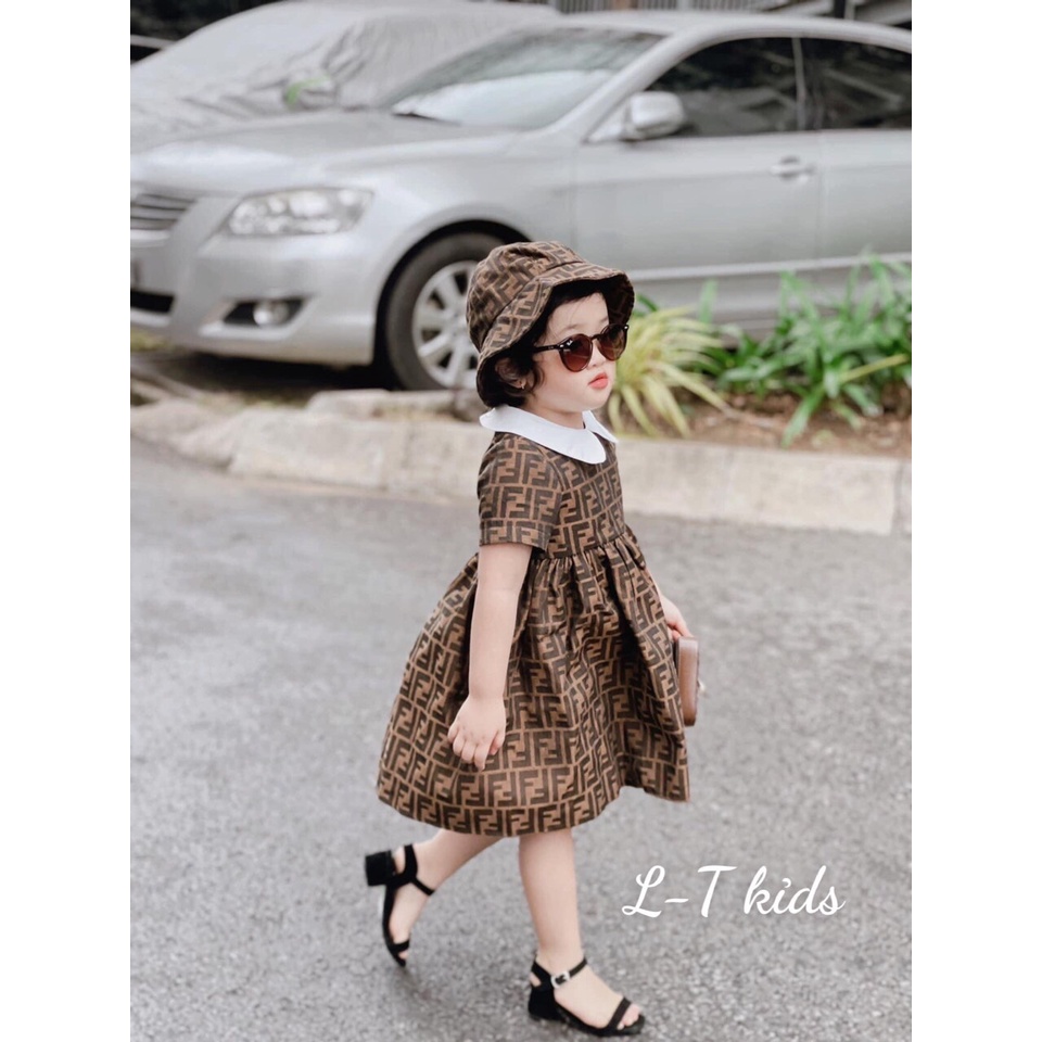 VÁY CHO BÉ 💔💝 TẶNG MŨ 💔💝VÁY HÈ CHO BÉ GÁI HỌA TIẾT FENDI CHẤT THÔ SIÊU ĐẸP MẶC XINH XỈU 🍀 TIÊM MẸ KE