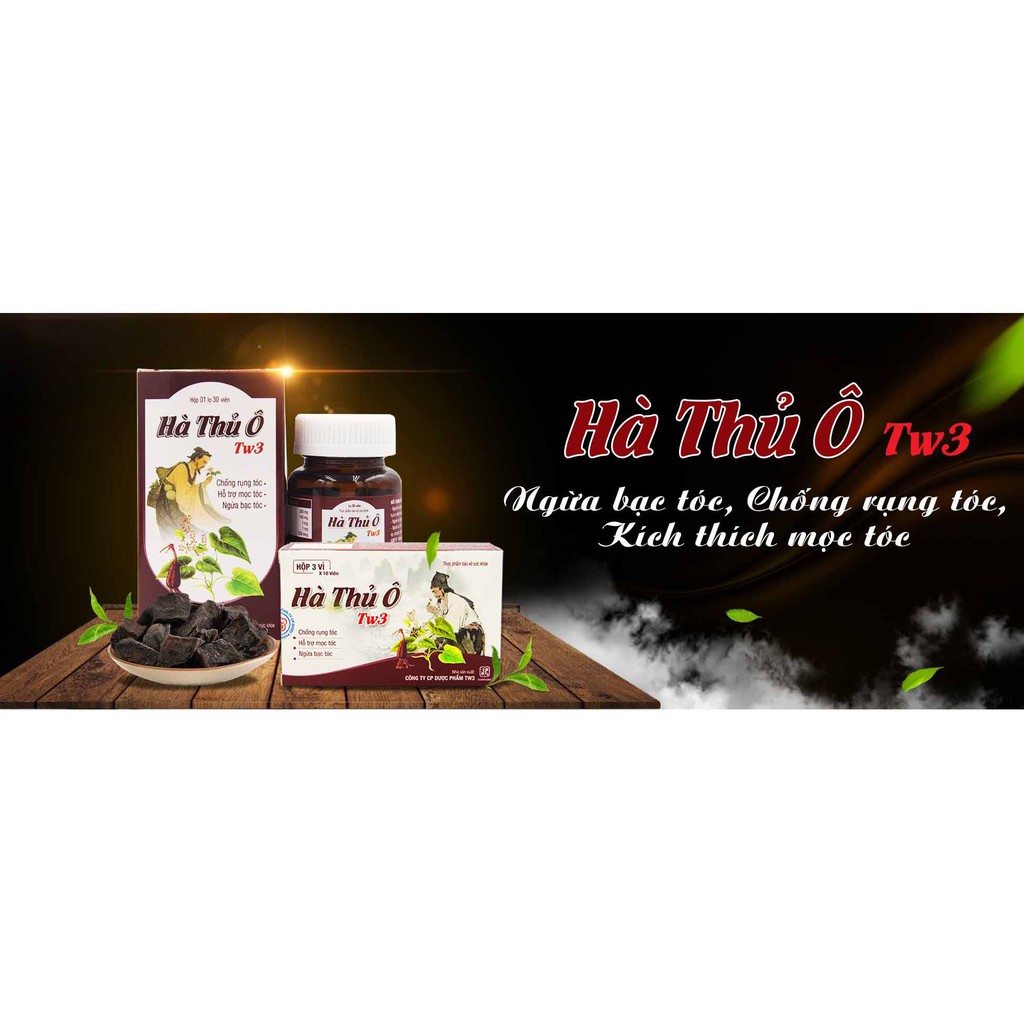 Hà Thủ Ô TW3. Viên uống hỗ trợ làm đen tóc, giảm rụng tóc, giảm nguy cơ tóc bạc sớm, nuôi dưỡng tóc (Lọ 30 Viên)