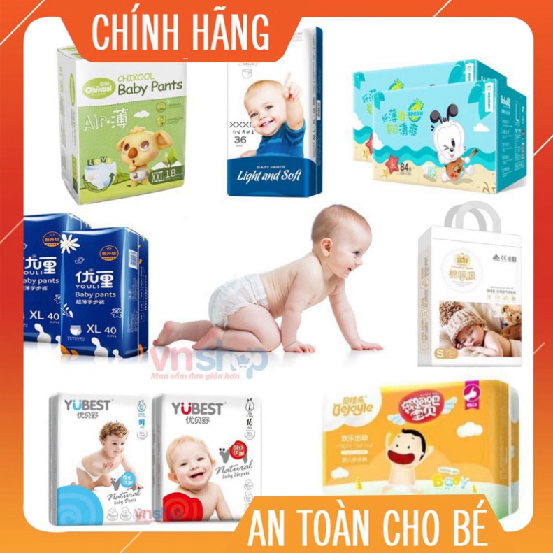 [FreeShip - CHỈ HÔM NAY] Tã Bỉm YOULI XANH quần/ dán chuẩn NỘI ĐỊA đủ size S108, M96, L84, XL76, XXL72, XXXL68 FREESHIP