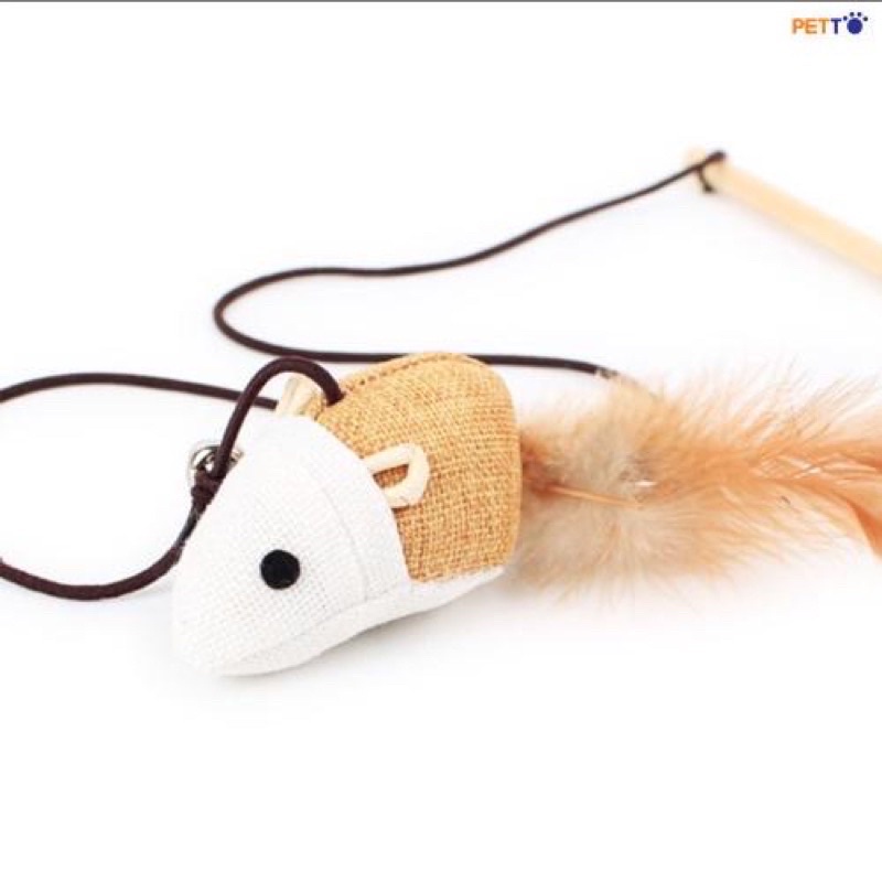 Cần câu chuột vải cán gỗ cho mèo