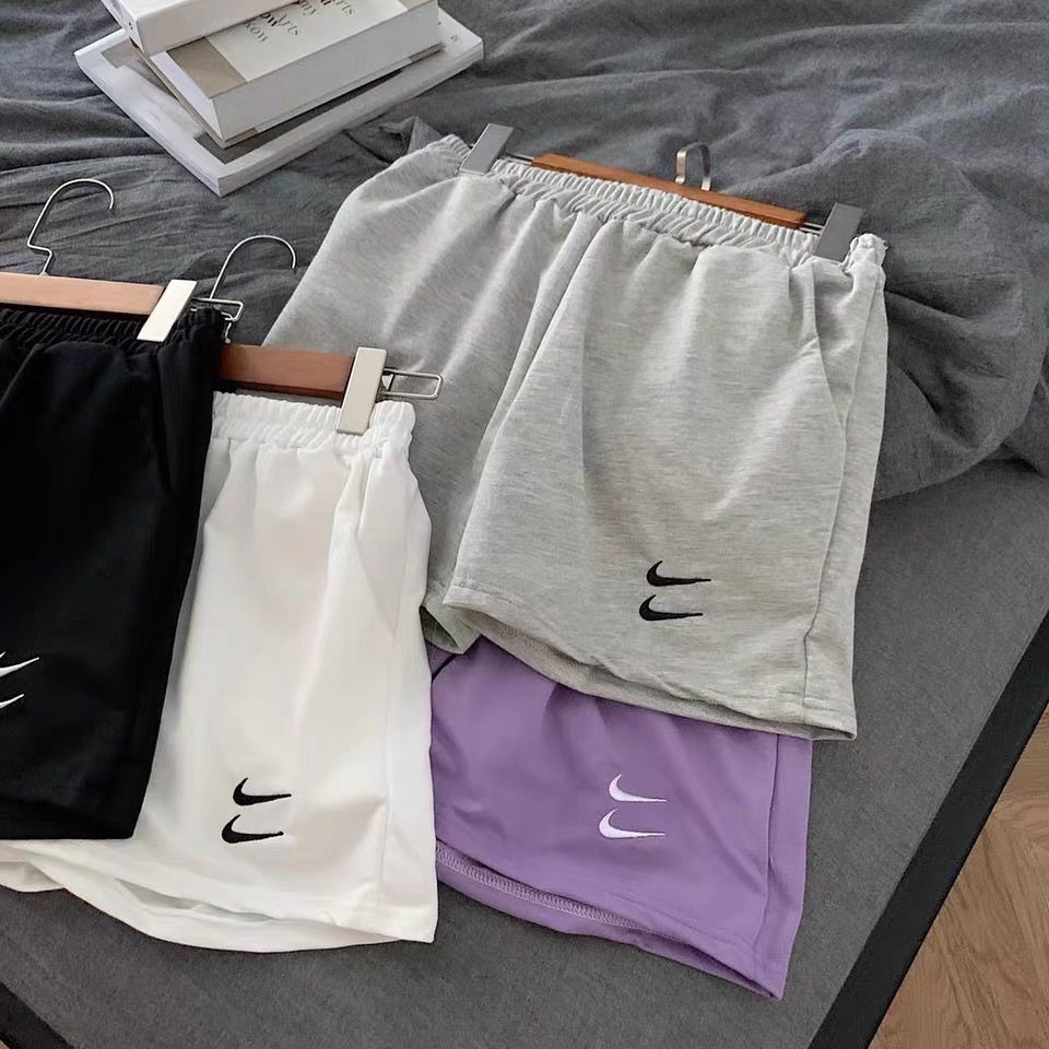 Quần Short Thể Thao Nike Lưng Thun Thêu Họa Tiết Thời Trang 2020 Cho Nữ Đen