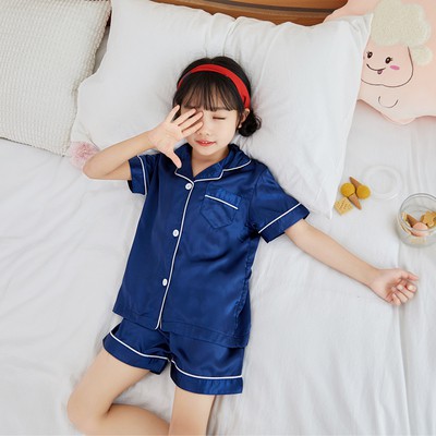 Đồ Ngủ Pijama Lụa Trẻ Em MinChu Cho Bé Trai Bé Gái Mặc Ở Nhà Từ 12 - 34kg - Quần Áo Ngủ Mùa Hè Cho Bé