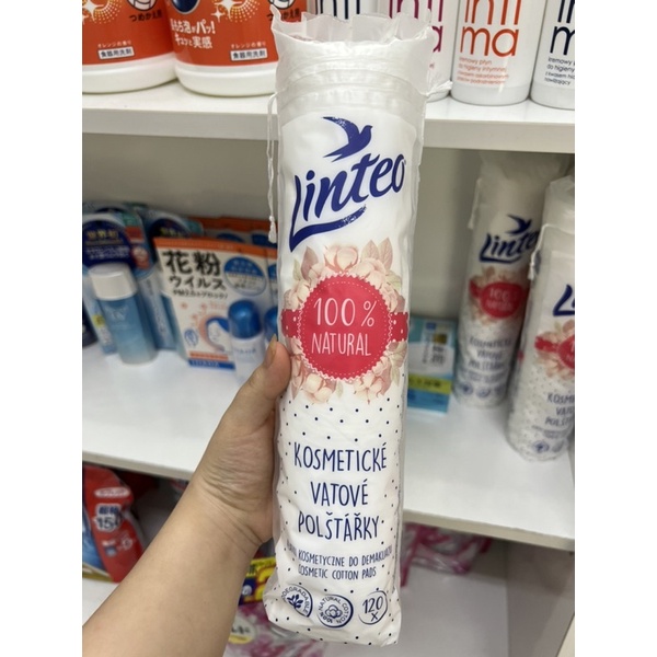 Bông tẩy trang cotton Linteo 120 miếng 100% Natural Beehouse