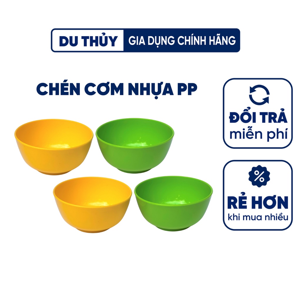 Chén nhựa ăn cơm, màu xanh, kích thước 11,3 x 5,5 cm, nhựa dẻo không vỡ, an toàn sức khỏe của gia dụng Du Thủy