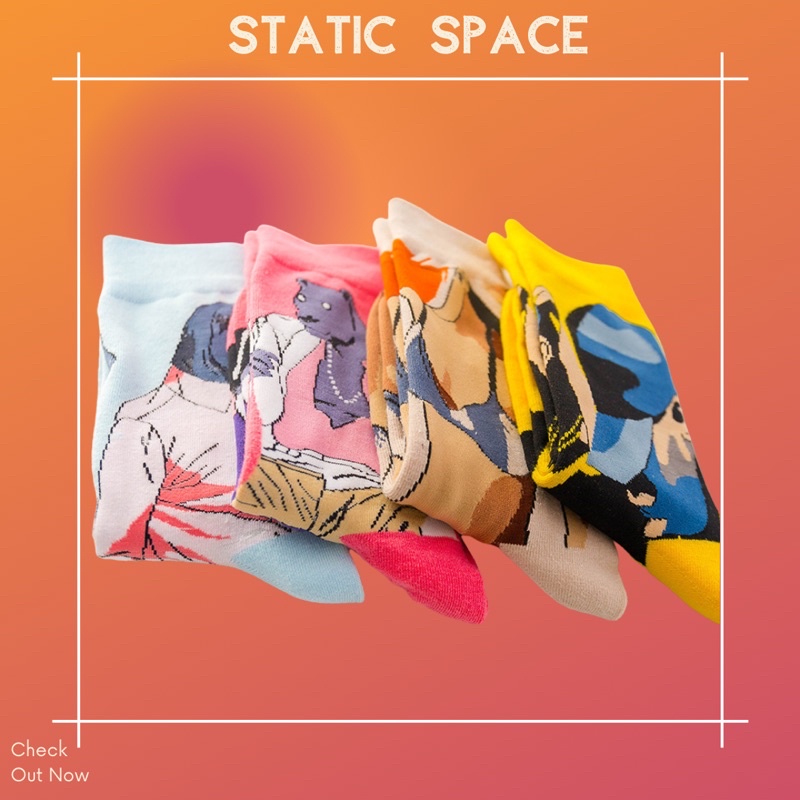 TẤT VỚ CAO CỔ NAM NỮ FORM RỘNG FREESIZE HOẠ TIẾT - STATIC SPACE