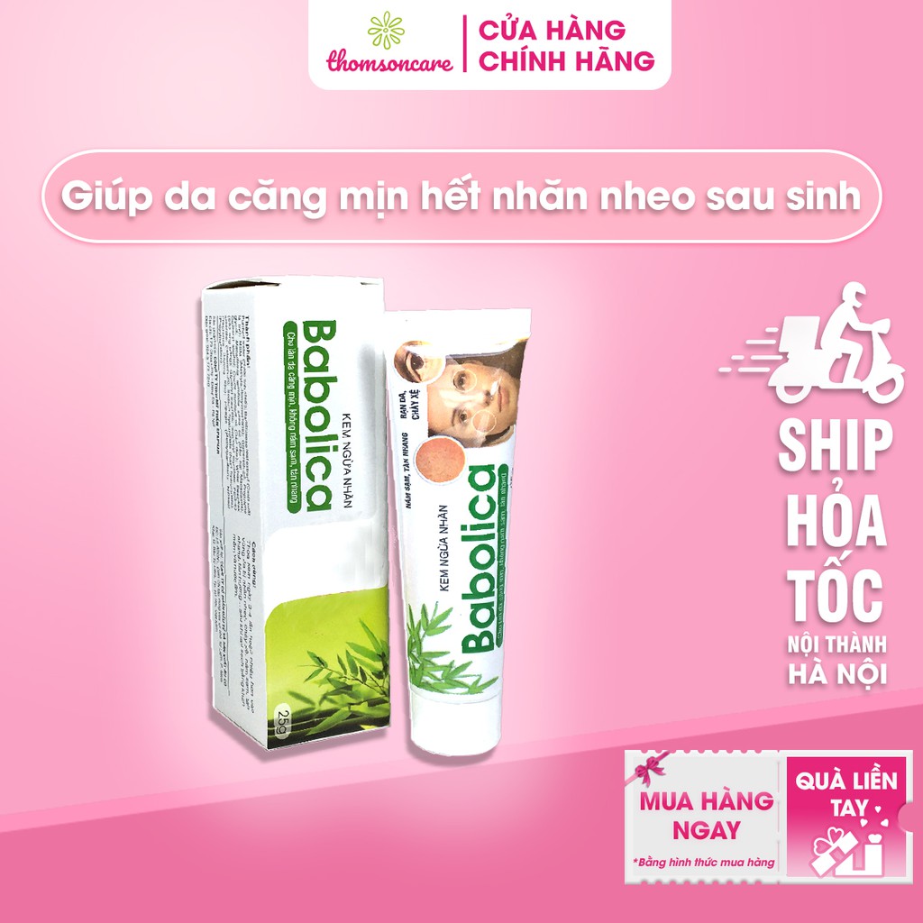 Kem ngừa nhăn Babolica - Cho làn da sáng mịn, dưỡng ẩm, chống não hóa, chảy xệ, nhăn nheo, rạn da sau sinh - Tuýp 25g