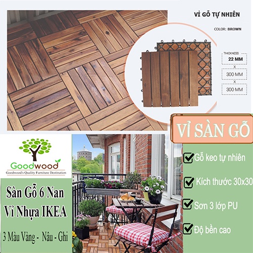 [2021] Combo 10 Tấm Vỉ gỗ Lót Sàn 6 Nan - SÀN GỖ LÓT BAN CÔNG - GỖ LÓT SÂN VƯỜN Home Decor