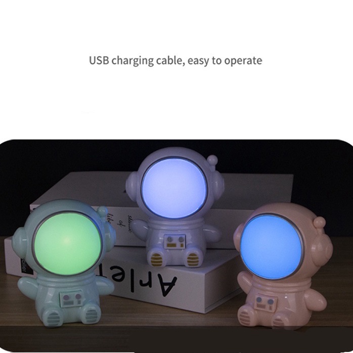 [Hàng mới về] Đèn bàn Sạc phi hành gia Chiếu sáng thay đổi màu sắc Bảo vệ mắt - Đèn ngủ điều chỉnh mức độ Sáng