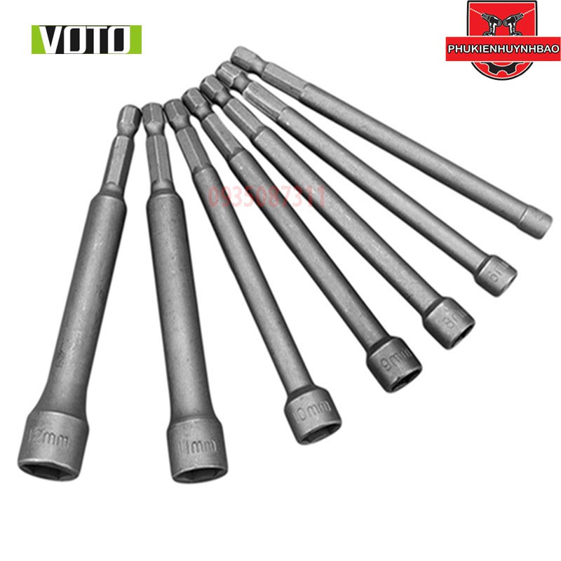 Bộ 7 Đầu Chụp Vặn Bulong Chân Lục Giác VOTO 5 Đến 12 Dài 115 mm