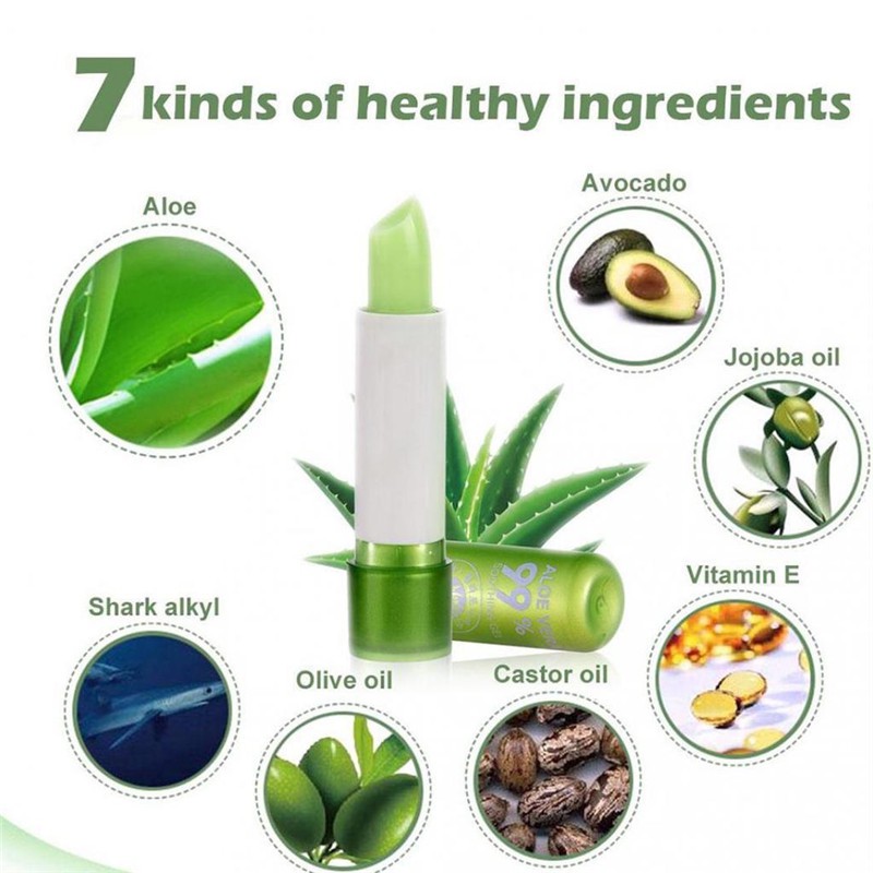 New Aloe Vera Natural Lip Balm Temperature Changed Color Lipstick Brighten Lip Tone Long Lasting Nourish Lips Care