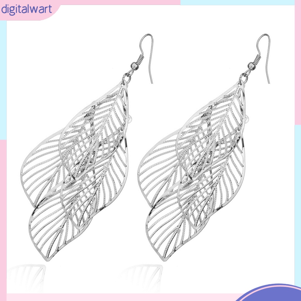 Khuyên tai hình 4 chiếc lá xếp chồng độc đáo cho nữ