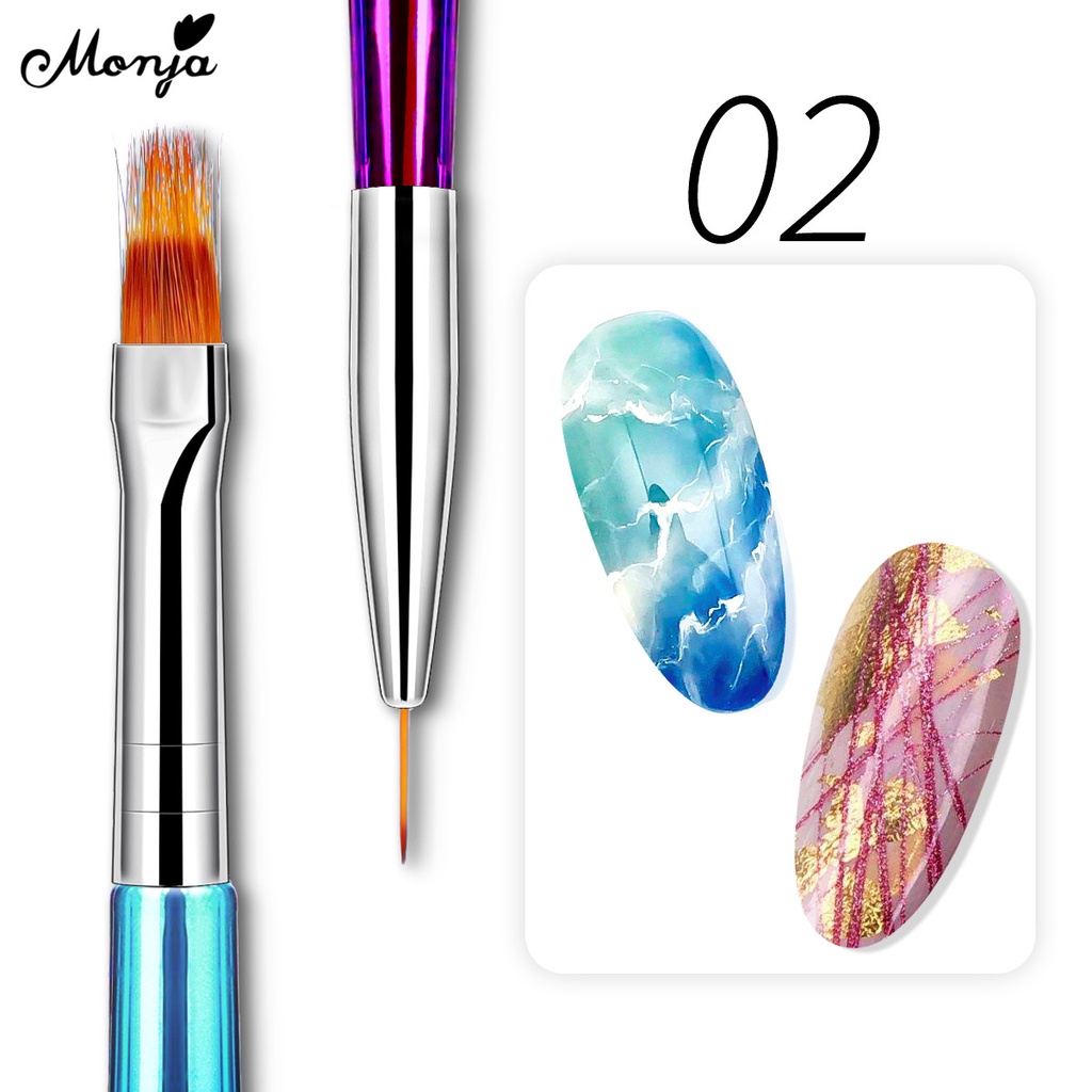 MONJA Cọ Vẽ Trang Trí Móng Nghệ Thuật Hai Đầu Acrylic Mạ Điện DIY