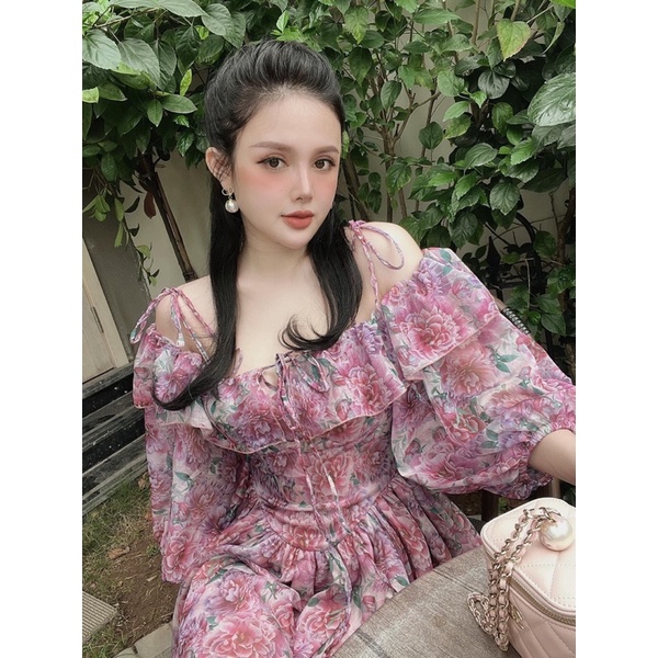 Váy hoa tơ chuẩn PKT