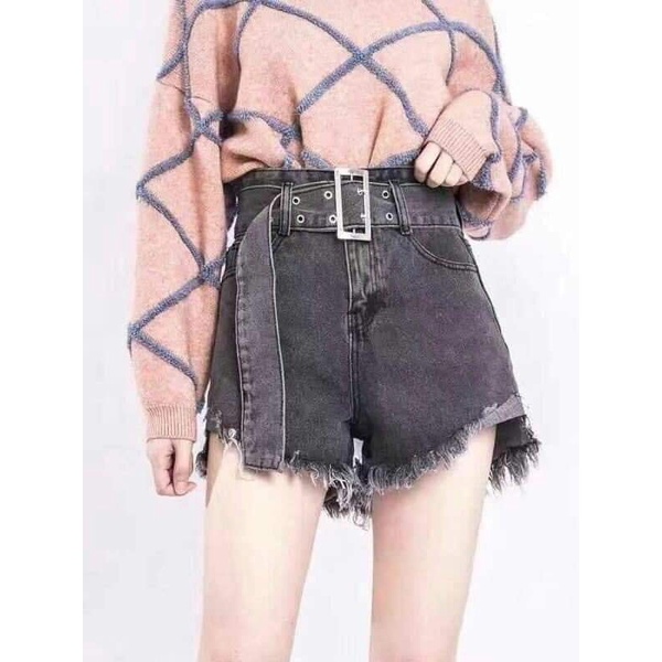 Quần sooc bò jean nữ cạp cao shorts jeans Quảng Châu phong cách Hàn Quốc sành điệu style
