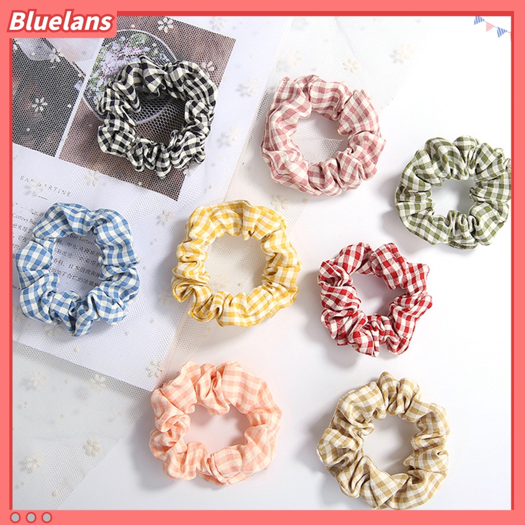 Dây Buộc Tóc Vải Sọc Ca Rô Phong Cách Hàn Quốc Cho Nữ