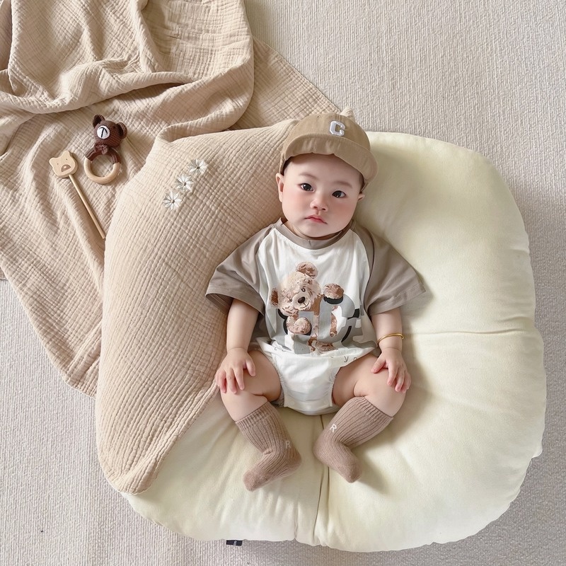 Áo Liền Quần In Hình Gấu Thời Trang Dành Cho Trẻ Sơ Sinh