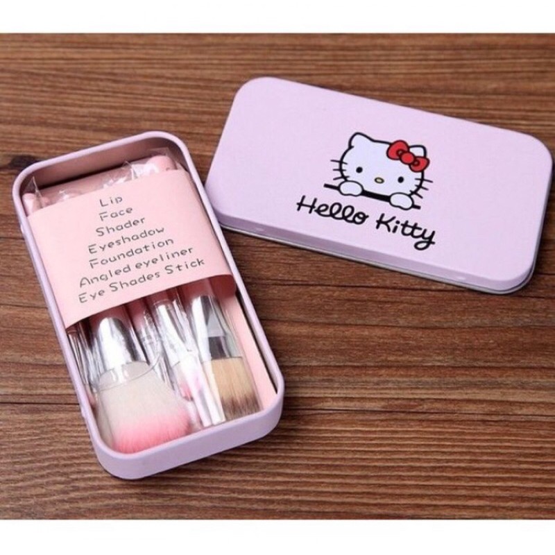 Set Bộ cọ trang điểm cá nhân Hello Kitty 7 chi tiết siêu rẻ và siêu tiện lợi mang bên minh mọi lúc mọi nơi (màu hồng)