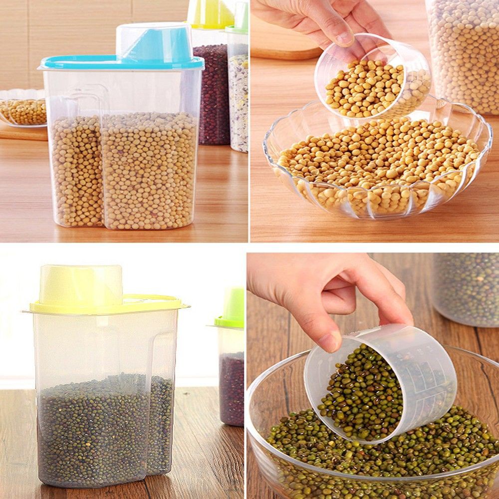 NICKOLAS 1.9L Container Box New Household Storage Kitchen Food Selling Creative Plastic Home Cereal Grain Bean Rice/Multicolor