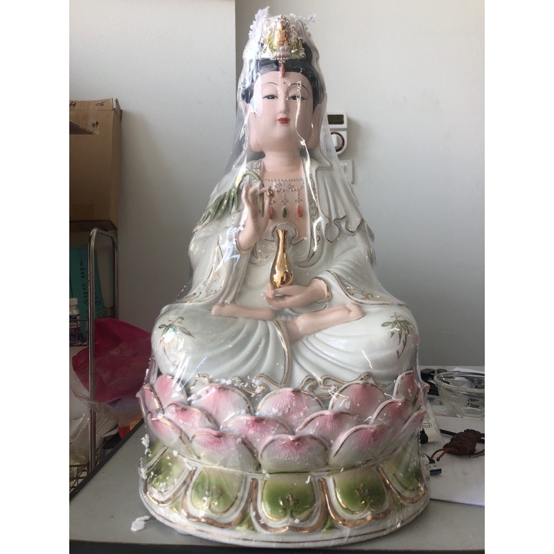 tượng quan âm da hồng - tượng quan âm sứ cao cấp