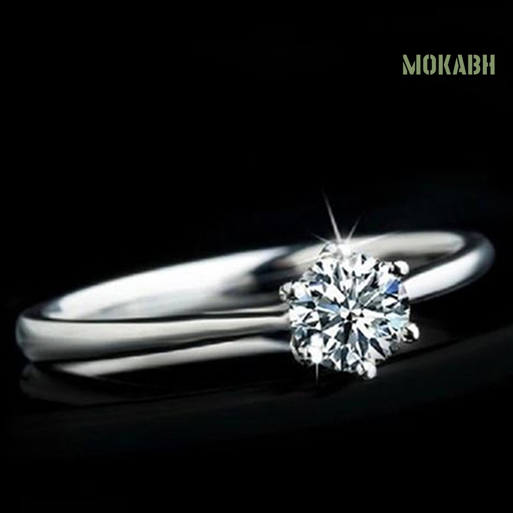 Nhẫn Đính Hôn Nữ Đính Đá Zircon Màu Trong Suốt Kích Thước 6-9